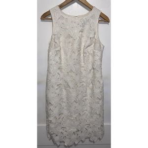 Ann Taylor Cream Floral Crochet Dress Size 4